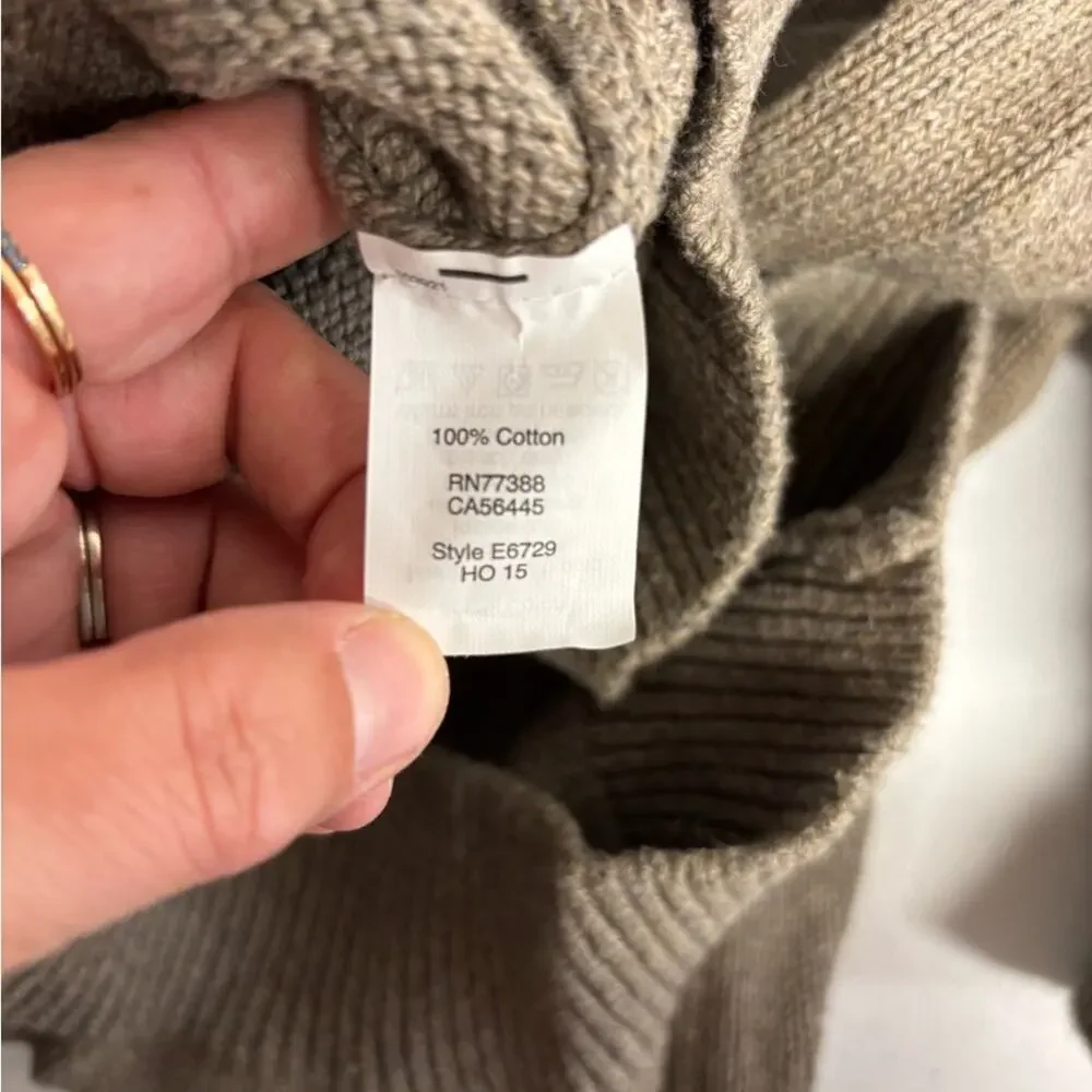 J. Crew men's tan shawl collar sweater made of 100% cotton Size Large
